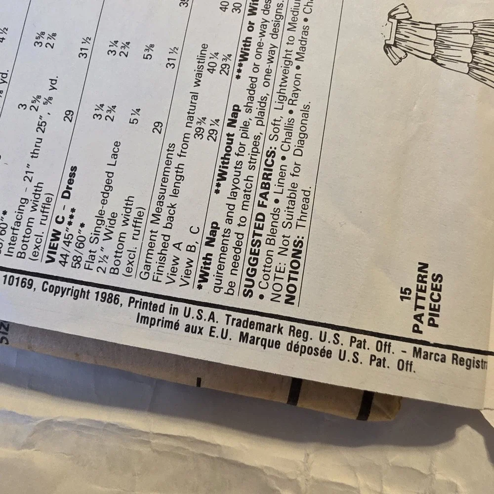Vintage 80s McCall's 2537 Sewing Pattern Misses' Dress Size L UNCUT FF